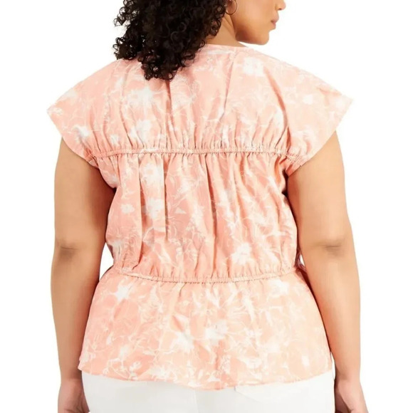 INC International Concepts Cotton Printed Peplum-Hem Top - Picture 2 of 8